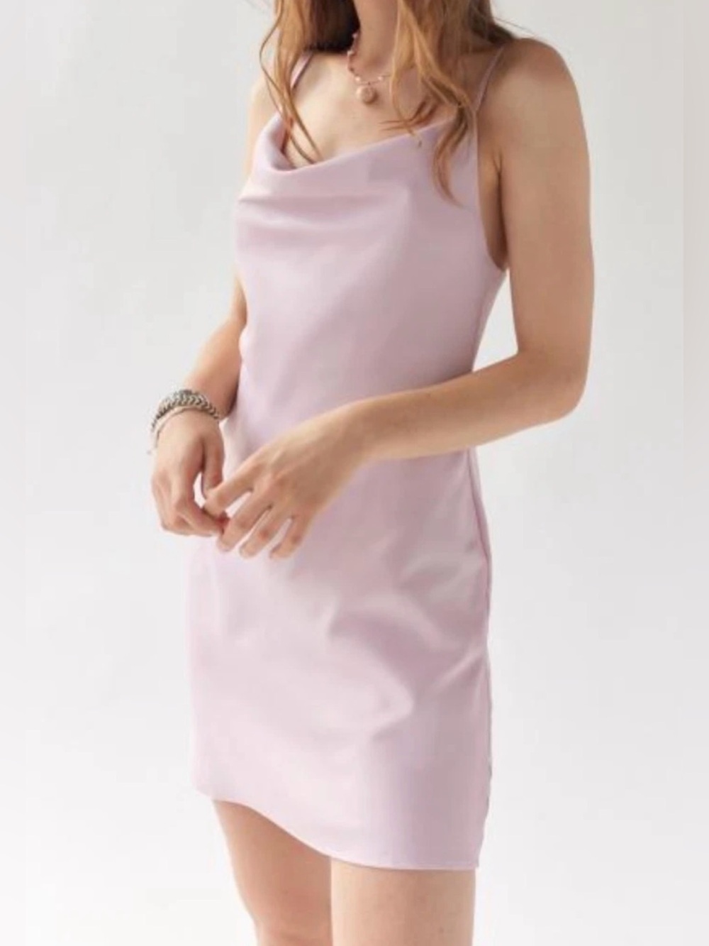Urban Outfitters Light Pink Cowl Neck Slip Mini Dress - Small